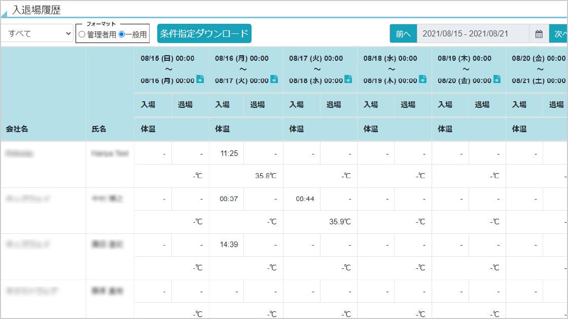 顔認証入館管理システムで入退状況の確認